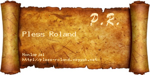 Pless Roland névjegykártya